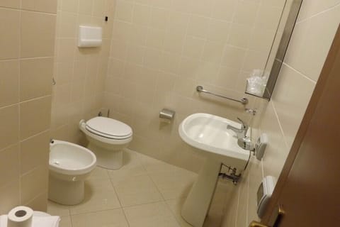 Shower, free toiletries, bidet, towels