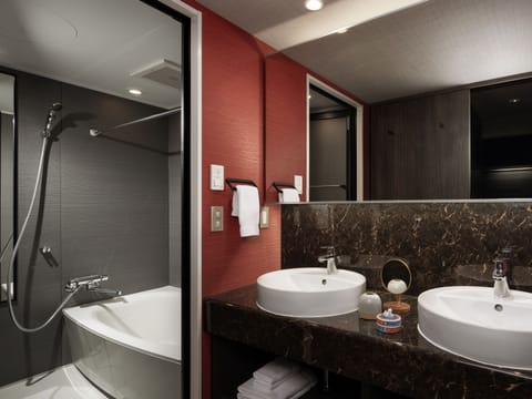 Premium Two-Bedroom Japanese Apartment | Bathroom | Separate tub and shower, eco-friendly toiletries, hair dryer