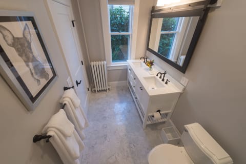 Room 1 | Bathroom | Shower, free toiletries, hair dryer, towels