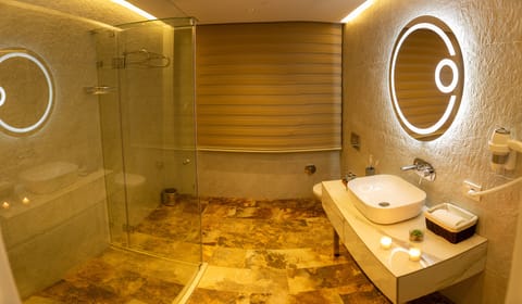 Family Room | Bathroom | Shower, hydromassage showerhead, free toiletries, hair dryer