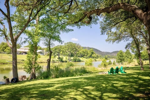 Shaded backyard on the banks of the Blanco