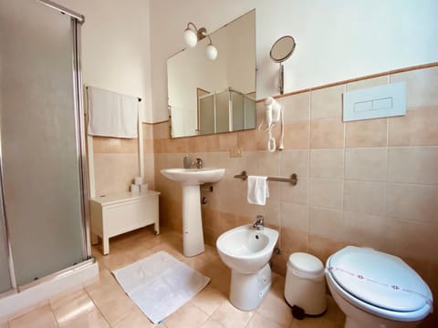 Shower, free toiletries, hair dryer, bidet