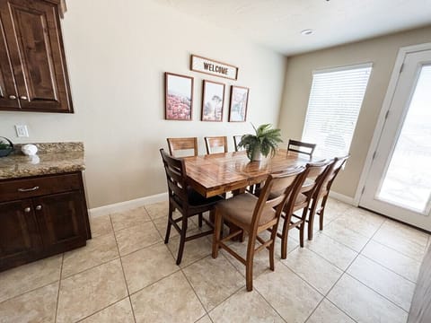 Dining table with seating for 8