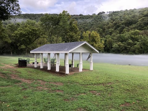 Pavilions By the Water’s Edge have Seating, a Grill, a Fire Pit & Fire Wood