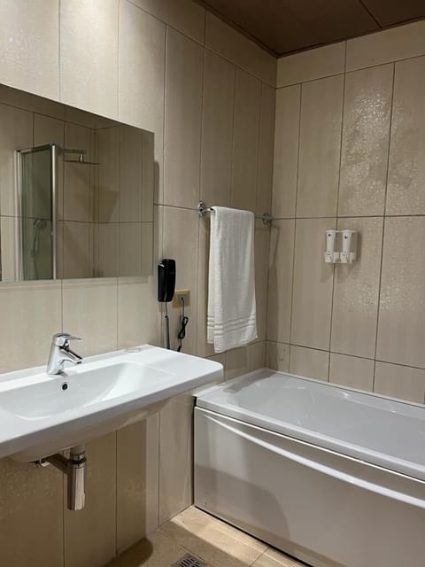 Standard Double Room | Bathroom | Combined shower/tub, free toiletries, bidet, towels