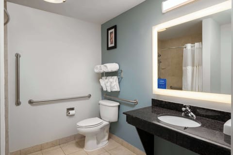 Suite, Accessible, Non Smoking | Bathroom | Combined shower/tub, free toiletries, hair dryer, towels