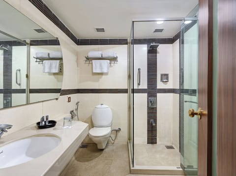 Presidential Studio Suite | Bathroom | Combined shower/tub, rainfall showerhead, free toiletries, hair dryer