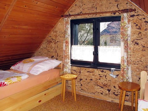 Room, Attic, Property, Furniture, Bedroom, Building, Wall, Bed, House, Log Cabin