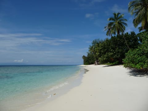 On the beach, white sand, beach towels, beach volleyball