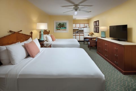 Deluxe Suite, 2 Queen Beds | Pillowtop beds, desk, laptop workspace, iron/ironing board