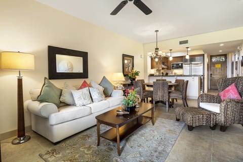 Living area opens to the kitchen