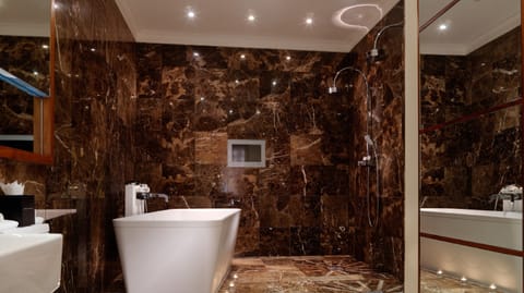 Penthouse Suite | Bathroom | Combined shower/tub, free toiletries, hair dryer, towels