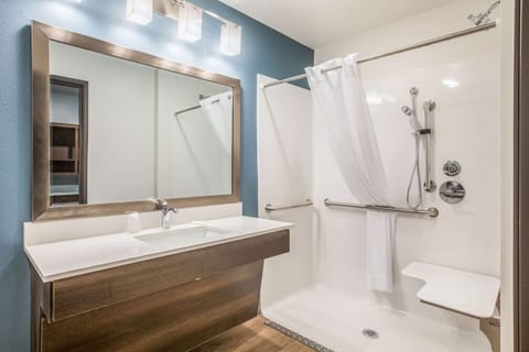 Standard Room, 1 Queen Bed, Non Smoking, Ground Floor | Bathroom | Towels, soap, shampoo, toilet paper