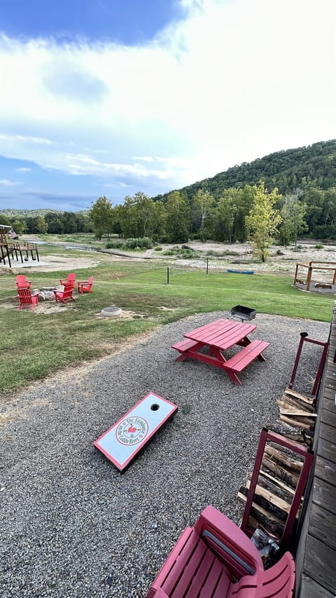 Corn Hole, Picnic Table and FirePit