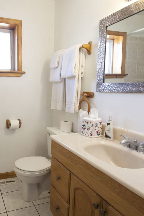 Deluxe Room, 2 Queen Beds, Kitchen | Bathroom | Shower, hair dryer, towels