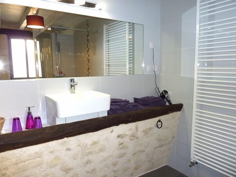 Double Room | Bathroom | Shower, rainfall showerhead, hair dryer, towels