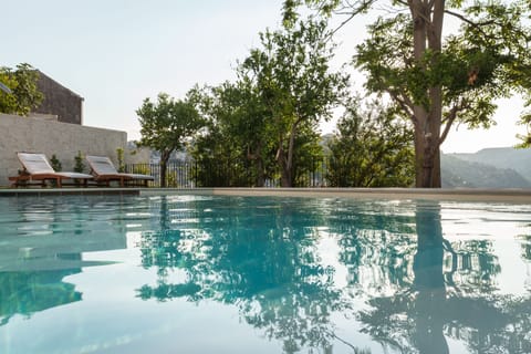 Outdoor pool, sun loungers