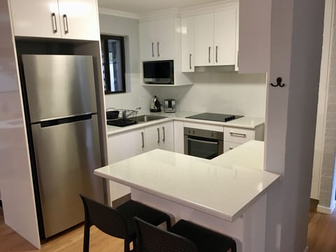 Deluxe Apartment | Private kitchen | Full-size fridge, microwave, oven, stovetop