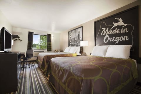 Standard Room, 2 Queen Beds, Non Smoking | In-room safe, desk, iron/ironing board, free cribs/infant beds