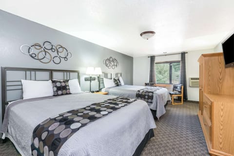 Room, 2 Queen Beds, Non Smoking | Pillowtop beds, blackout drapes, iron/ironing board, free WiFi