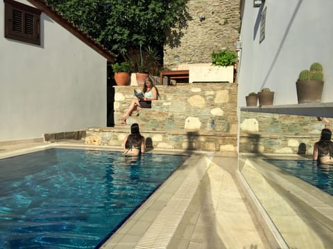 Relaxing by the pool