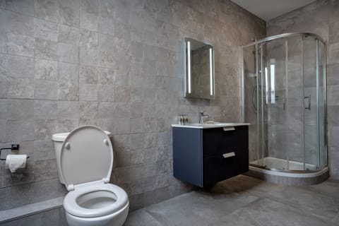 Family Quadruple Room | Bathroom | Shower, free toiletries, hair dryer, towels