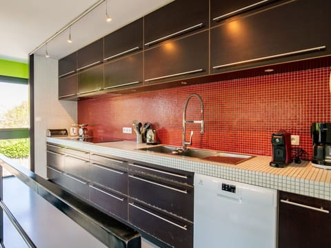 Kitchen, Countertop, Interior Design, Cabinetry, Kitchen Appliance, Flooring, Sink, Kitchen Sink, Tile, Tap