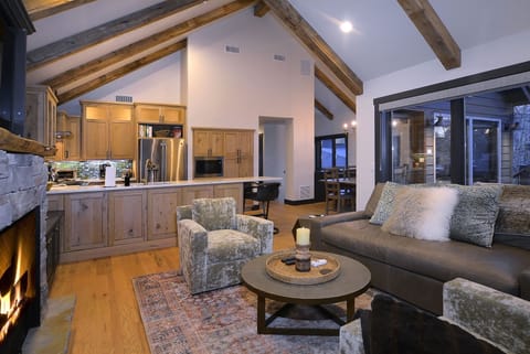 Great Room is open to the kitchen and has wonderful views