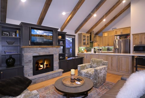 Cozy up on the couch and enjoy the gas fireplace