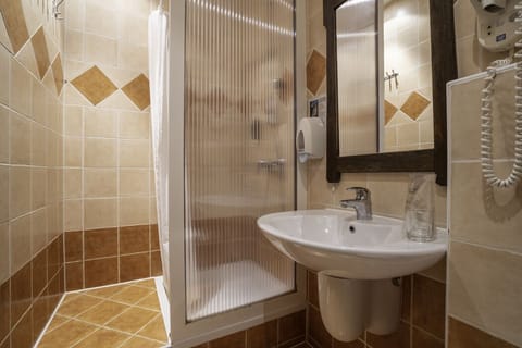 Double Room | Bathroom | Shower, hair dryer, towels, soap