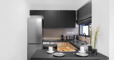 Apartment, 1 Bedroom, City View (101) | Private kitchen | Full-size fridge, oven, stovetop, coffee/tea maker