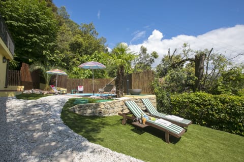 Private garden with sunbeds