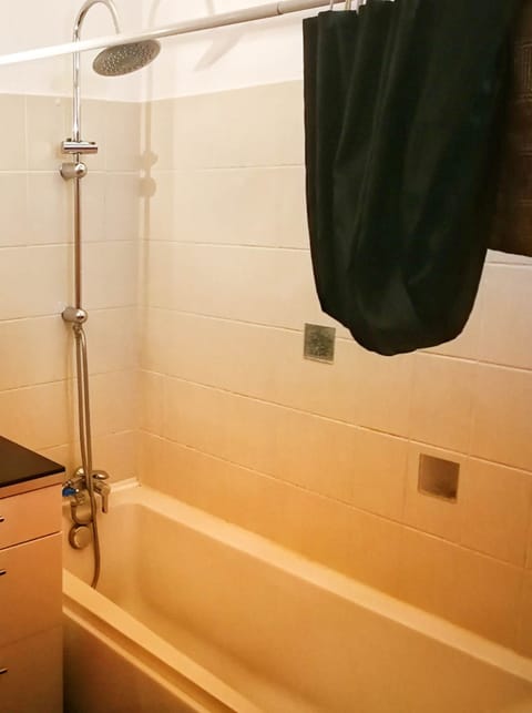 Bathtub, free toiletries, hair dryer, towels