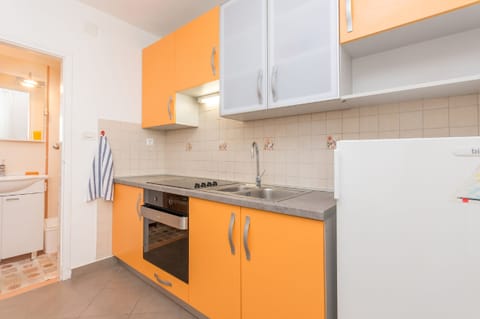 Apartment (A1) | Private kitchen | Fridge, stovetop