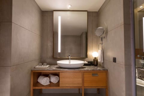 Suite | Bathroom | Shower, rainfall showerhead, eco-friendly toiletries, hair dryer