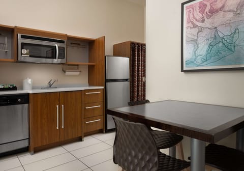 Suite, 1 King Bed | Private kitchen | Fridge, microwave, coffee/tea maker, cookware/dishes/utensils