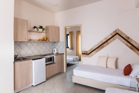 Family Apartment, 1 Bedroom, Pool View | Private kitchenette | Mini-fridge, oven, stovetop, electric kettle