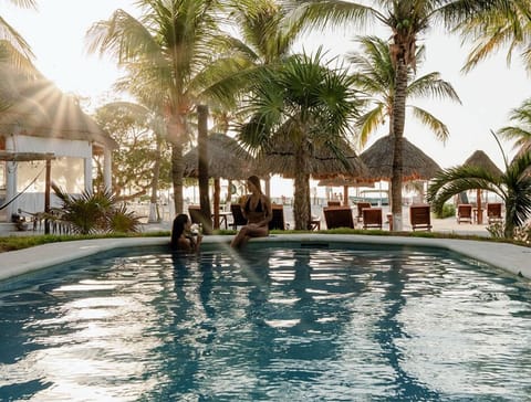 Outdoor pool, pool umbrellas