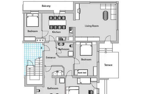 Superior Apartment, 3 Bedrooms, Mountain View | Floor plan