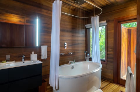 Summit Mapou Villa I | Bathroom | Combined shower/tub, deep soaking tub, rainfall showerhead