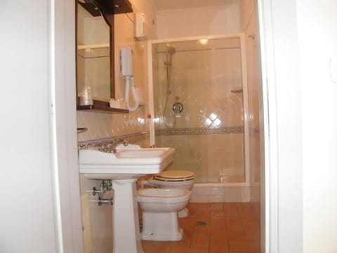 Shower, free toiletries, hair dryer, bidet