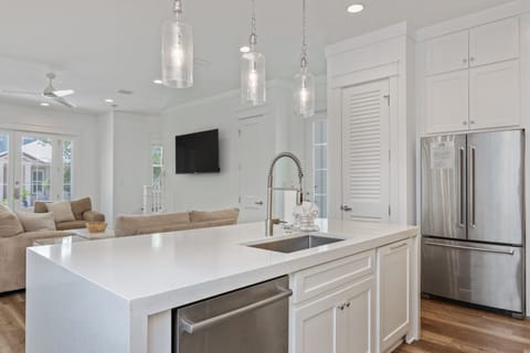 Gourmet kitchen stocked with all essential cooking and dining needs