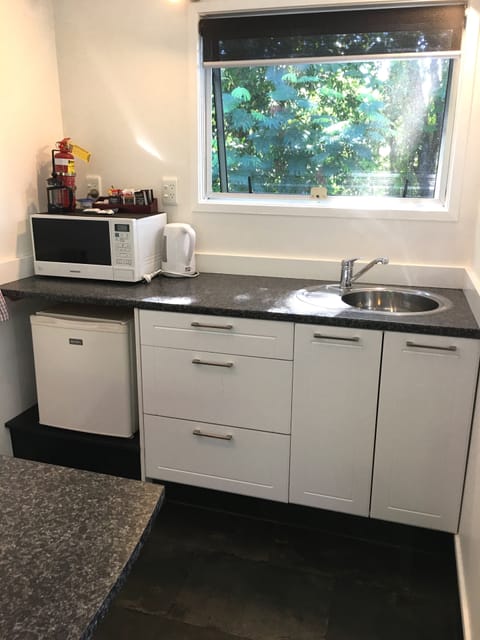 Fridge, microwave, coffee/tea maker, electric kettle