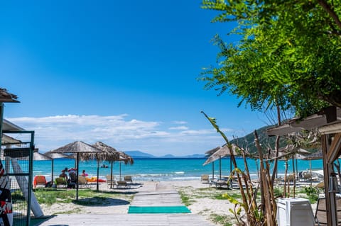 On the beach, free beach cabanas, sun loungers, beach umbrellas