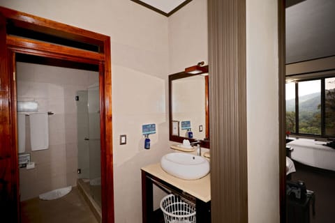 Mountain Suite, 2 Queen Beds | Bathroom | Shower, rainfall showerhead, eco-friendly toiletries, hair dryer