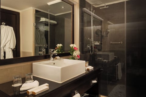 Executive Suite | Bathroom | Rainfall showerhead, free toiletries, hair dryer, slippers