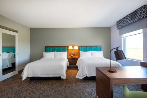 Suite, 2 Queen Beds, Non Smoking | In-room safe, desk, laptop workspace, bed sheets