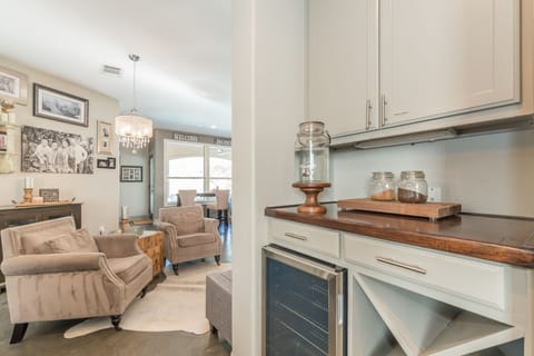 coffee bar (Keurig on bar top plus 8C coffee maker in cabinet)