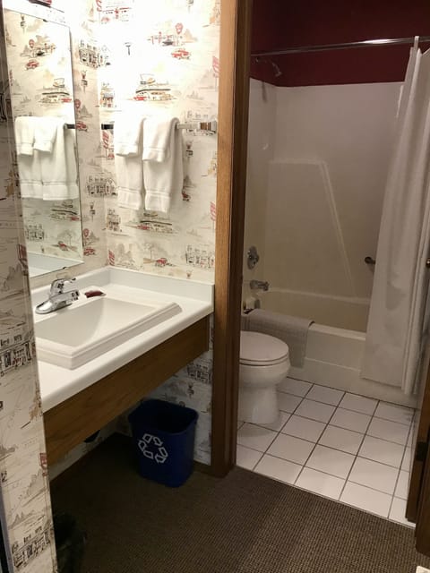 Standard Room, 1 Queen Bed, Non Smoking | Bathroom | Combined shower/tub, hair dryer, towels