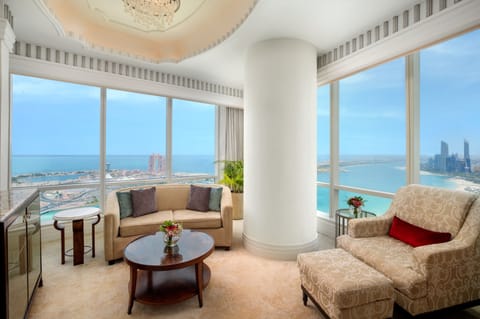 Grand Suite, 1 Bedroom, Sea View | Living room | 55-inch LED TV with cable channels, TV, iPod dock